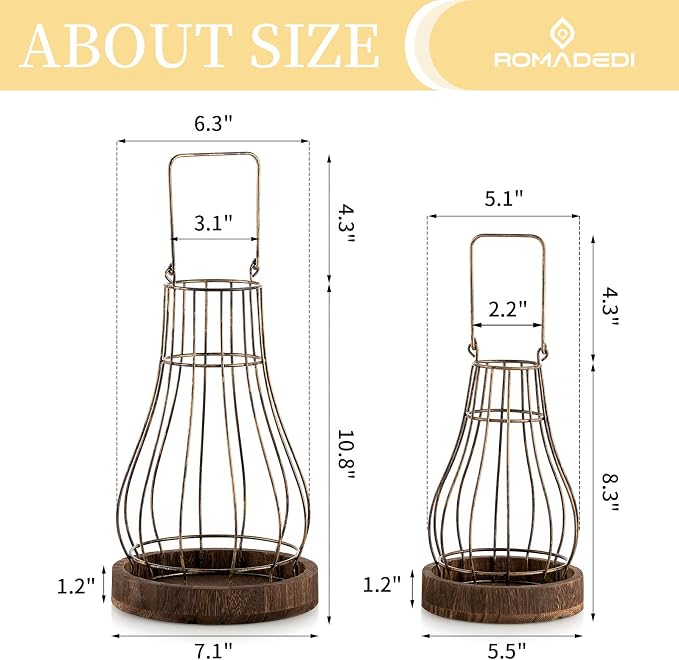 Romadedi Lantern Rustic Farmhouse Decor, fit Living Room Kitchen Dining Coffee - Image 5