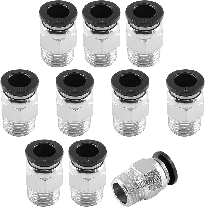 10Pcs 8mm Push Connect 1/4 NPT Male Straight Pneumatic Fitting | Pure Copper by Qjaiune
