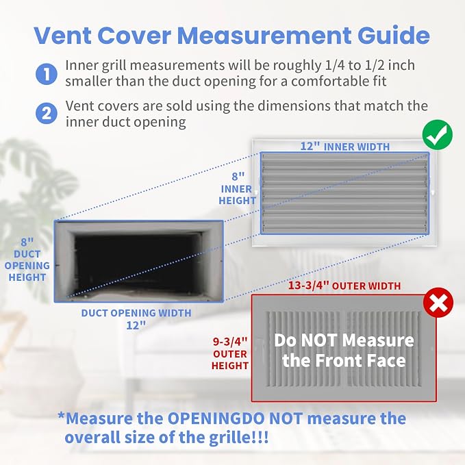 12 x 8 Inch Air Vent Covers for Wall or Ceiling - Image 6