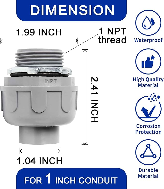 Yariwiz 1 Inch PVC Electrical Conduit Fitting Plastic Liquid Tight Conduit - Image 2