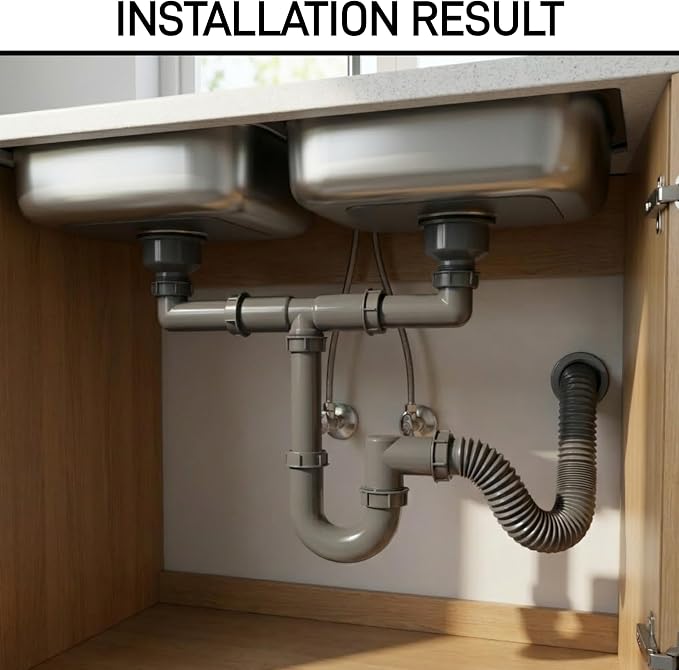 1-1/2 Inch Double Bowl Kitchen Sink Drain Kit - Image 2