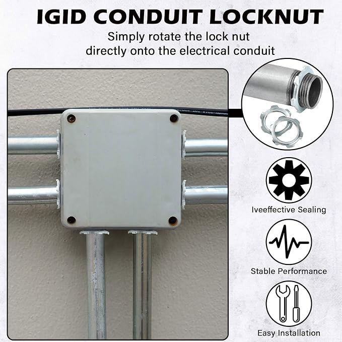 Yaocom 100 Pcs Electrical Conduit Lock Nut Rigid Lock Nut, 3/4 Inch | - Image 4