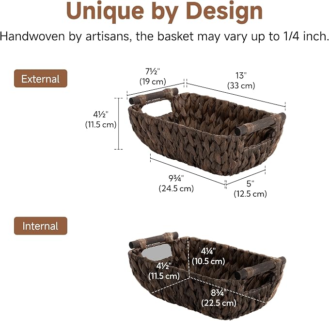 StorageWorks Small Wicker Baskets, Decor Storage Baskets, Water Hyacinth | - Image 2