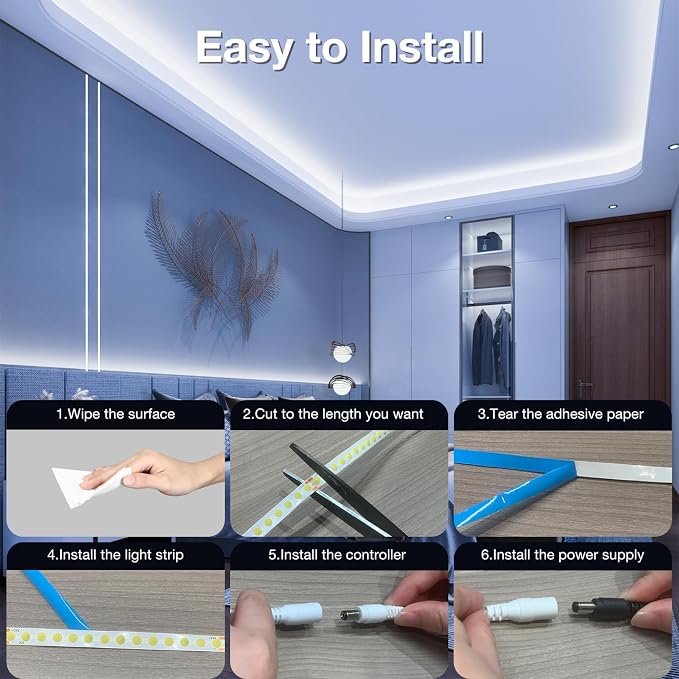DAYBETTER COB LED Strip Light Daylight White, 32.8 ft Dimmable 6500K Super - Image 6