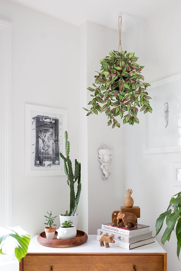 Briful Artificial Hanging Plants in Black Pot 17.7" Lifelike Trailing Faux - Image 4