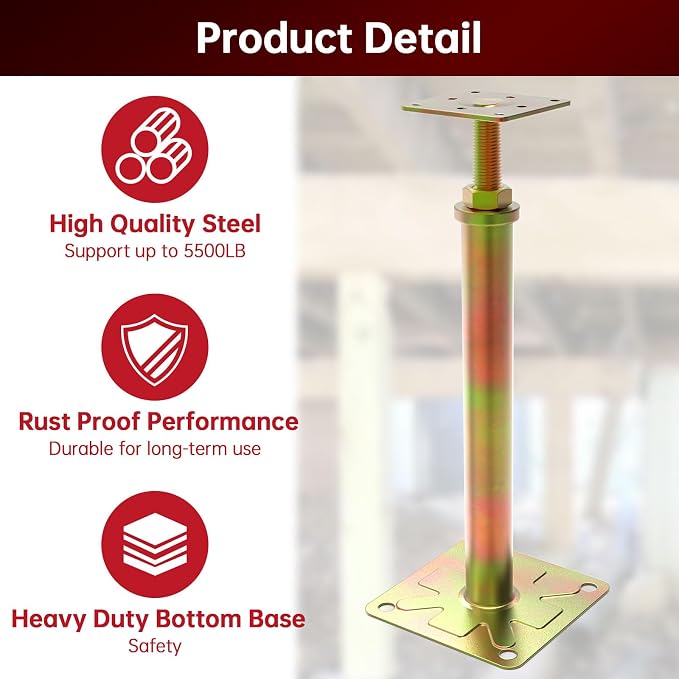 4 Pack House Jacks for Leveling Foundation Jacks for Leveling House Floor Jack - Image 4
