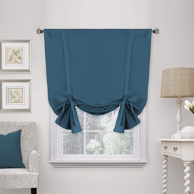 H.VERSAILTEX Balloon Shade Blackout Curtain Adjustable Thermal Insulated Tie Up by HVERSAILTEX