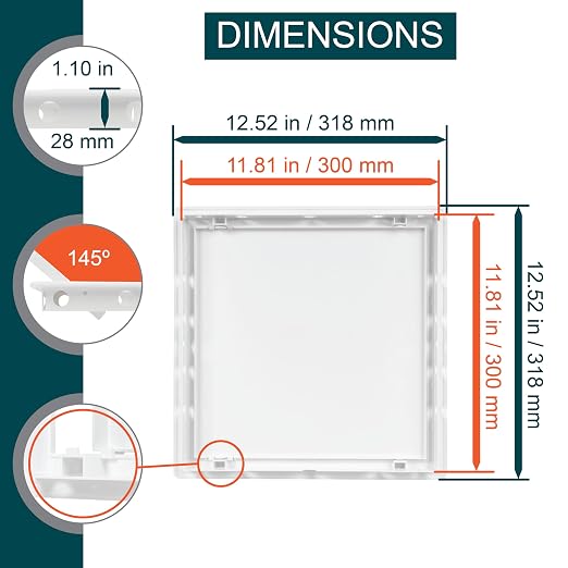12" x 12" White ABS Plastic Plumbing Access Panel - Image 2