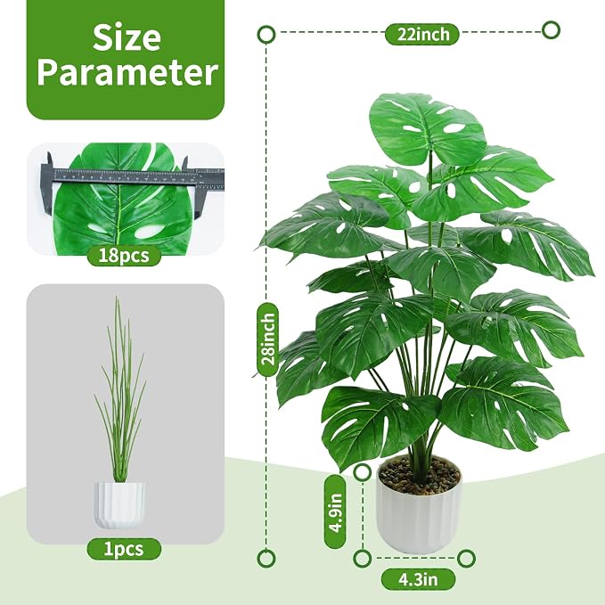 Freyalife 28“ Fake Plant Artificial Monstera - Image 4
