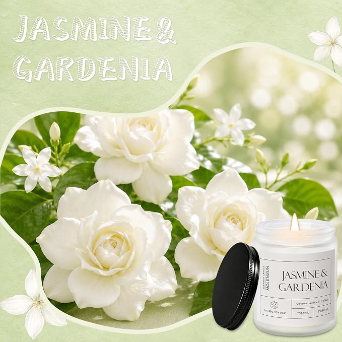 Molensun Jasmine & Gardenia Scented Candle, 7 oz Soy Wax Candle - Image 2