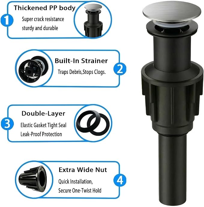 bathroom sink drain pipe without overflow - Image 6