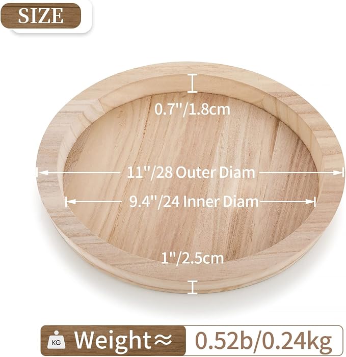 Hanobe Unfinished Round Wooden Craft Trays - Image 6
