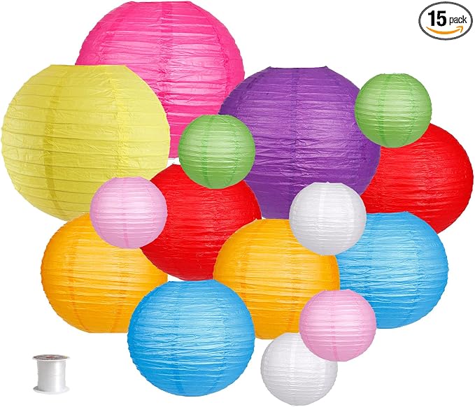 Paper Lanterns Decorative, Round Hanging Paper Lanterns by zilue