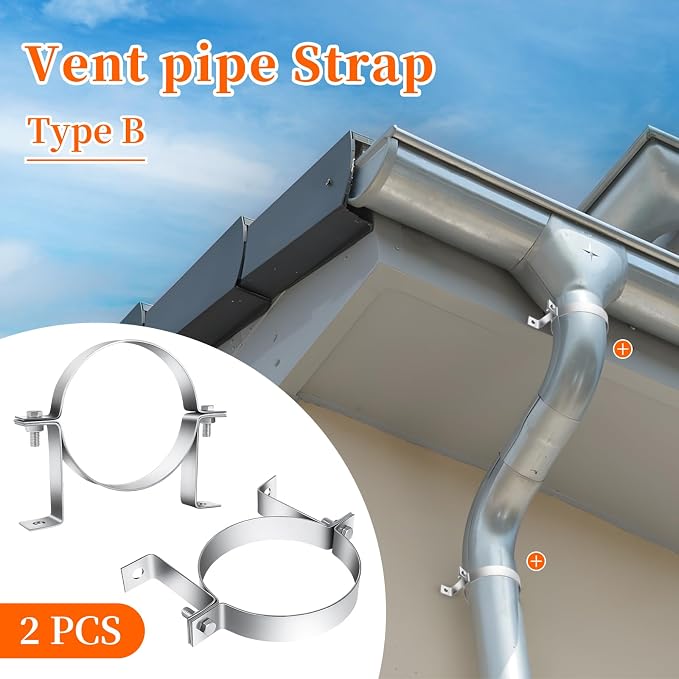 2 Pcs 6 Inch B Vent Wall Strap, Round Gas Vent Pipe Strap, B Vent Wall Bracket - Image 3