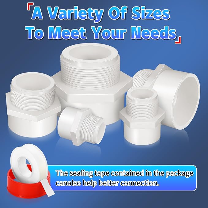 2Pcs White PVC Pipe Fittings, 4inch NPT Male Thread Pipe Fitting Adapter - Image 7