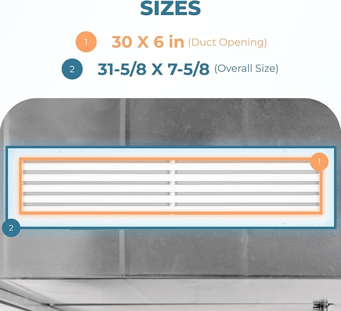 Rustproof 30 x 6 Inch Aluminum Vent Cover – Quiet Return Air Grille - Image 3
