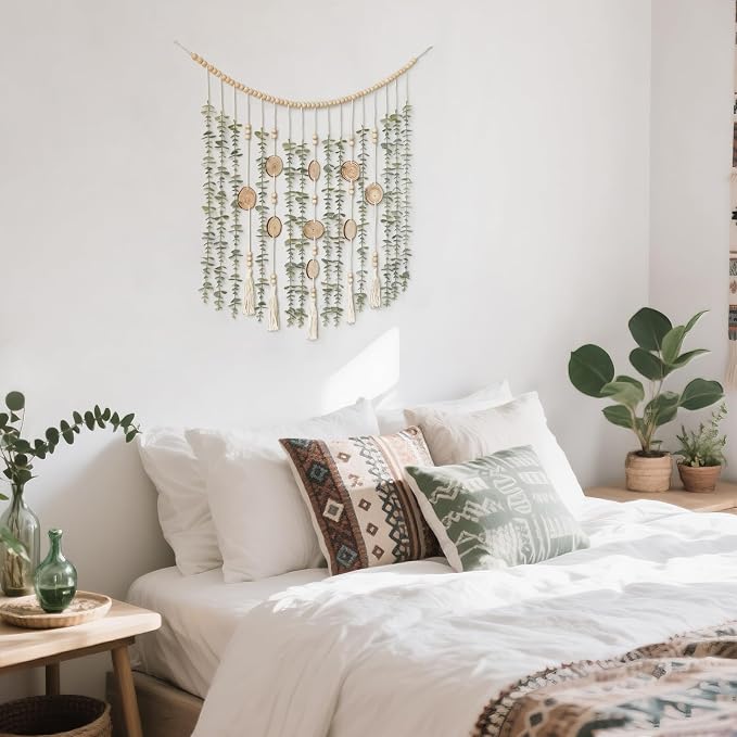 Dahey Boho Hanging Artificial Eucalyptus Garland Wall Decor 43'' Fake Plant | - Image 2
