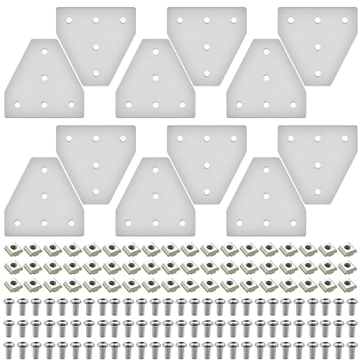 12pcs 3030 Extrusion Joint Plate Connector Corner T Bracket Silver | 2040 V by SeekLiny