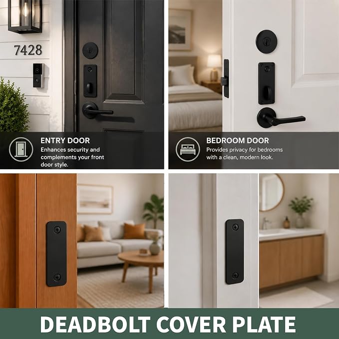 4PCS Door Hole Cover Plate Kit, 2-5/8" Diameter Deadbolt Cover & 1" x 2-1/4" - Image 7