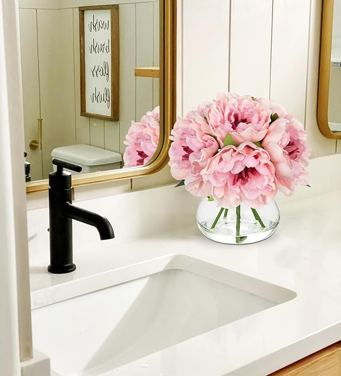 Hollyone Light Pink Peonies Artificial Flowers - Image 3