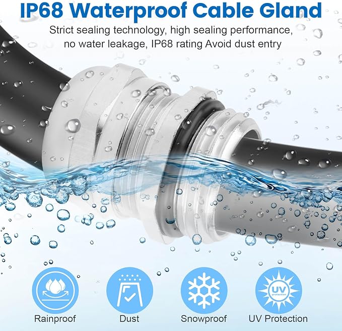 4 Pcs 1/4" NPT Nickel-Plated Copper Cable Gland | IP68 Waterproof, Metal Strain - Image 5