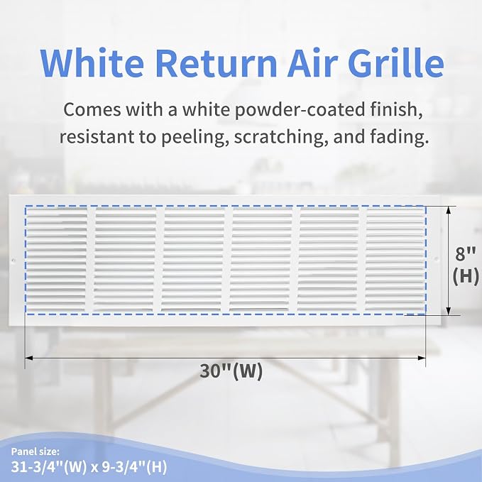 Howeall 30"W x 8"H Steel Return Air Grille, Air Return Vent Cover - Image 3
