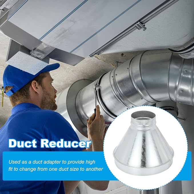 PATIKIL 12 Inch to 5 Inch Duct Reducer, Galvanized Steel Round Air Duct Reducer - Image 4