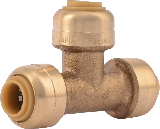 SharkBite 1/4 Inch Tee, Push to Connect Brass Plumbing Fitting, PEX Pipe by SharkBite