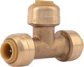 SharkBite 1/4 Inch Tee, Push to Connect Brass Plumbing Fitting, PEX Pipe by SharkBite