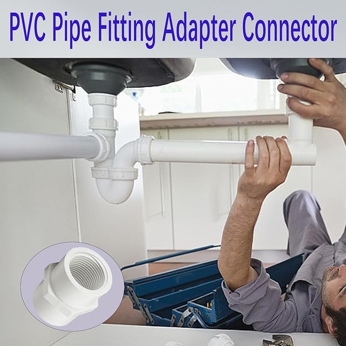 10Pcs White PVC Pipe Fitting, 1 inch NPT Female Thread PVC Pipe Fitting Adapter - Image 6