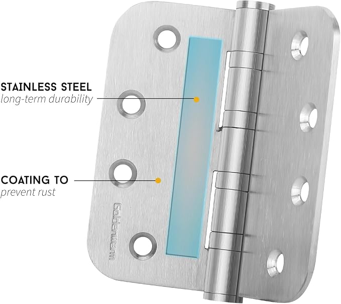 3 Pack goldenwarm Satin Nickel 4'' Door Hinges - Image 3