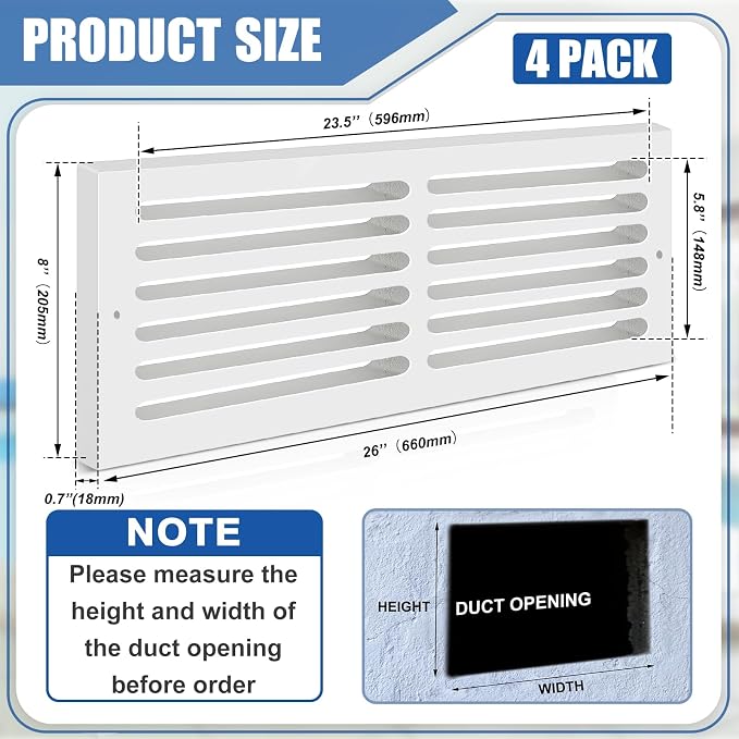 Leinuosen 1 Pcs 26 x 8 Inch Return Air Vent Cover Fit - Image 2