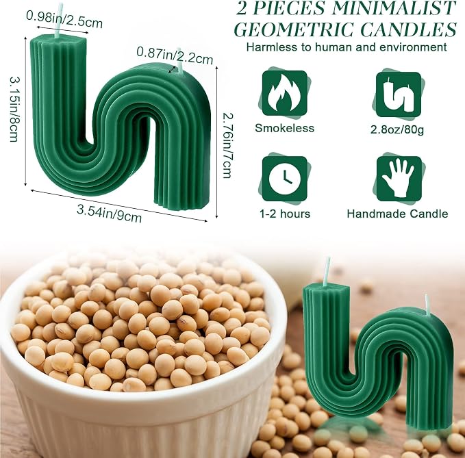 Tondiamo 2 Pcs Aesthetic Candles Twist Shaped Aesthetic Candles Cool S Shape - Image 2