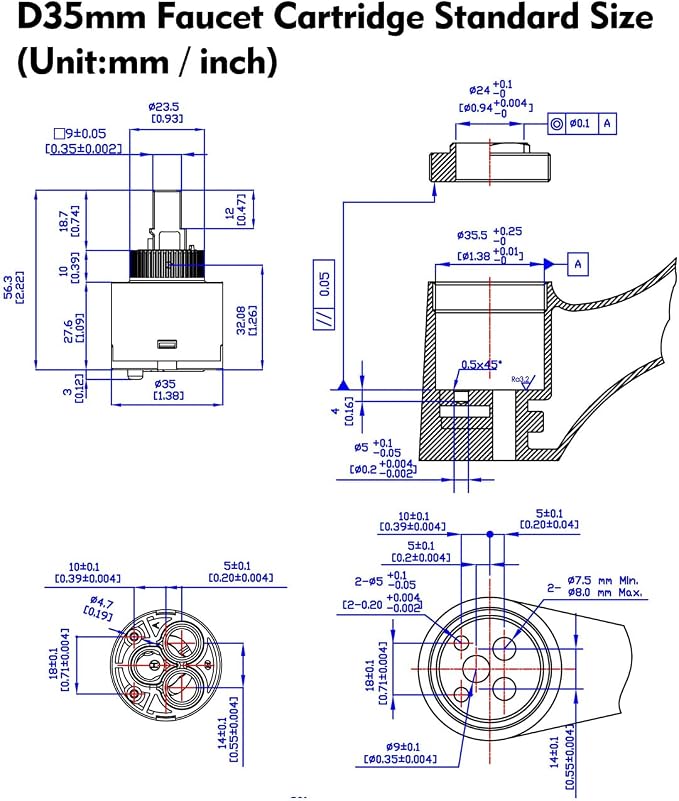 N35DW 35mm faucet Cartridge, Replacement Cartridge - Image 2