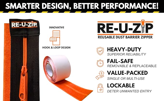RE-U-ZIP® Reusable Magnetic Dust Barrier Zipper & Reusable Hook & Loop Dust - Image 5
