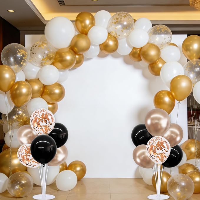 TONIFUL 4 Black Champagne Gold Balloon Stand Balloon Centerpieces - Image 6