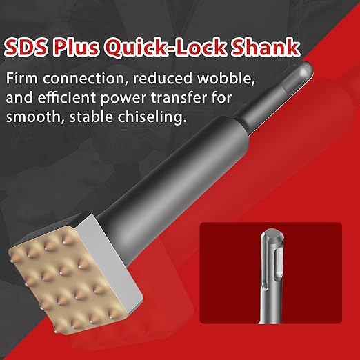 SDS Plus Bush Hammer Tool – 16 Welded Carbide Tips, 1-3/8" × 1-3/8" Square Head - Image 5