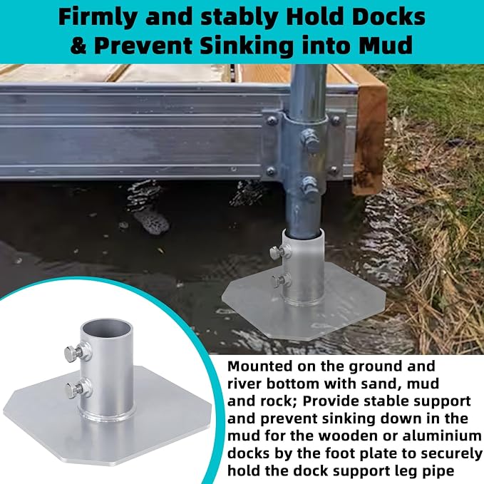 4 Pack Stationary Dock Base Plate, Floating Dock Brackets Hardware, Dock Foot - Image 5