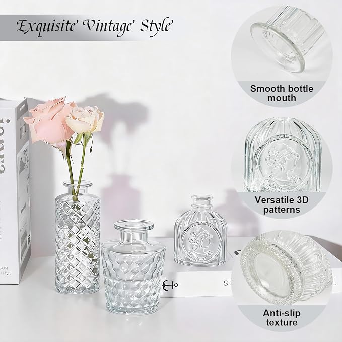Clear Glass Bud Vase Set of 24 Pcs, Small Bud Vases in Bulk, Glass Crystal - Image 9