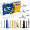 weideer 165PCS 8Sizes Drywall Anchors and Screws Kit, Toggle Bolts and Wing Nut by weideer