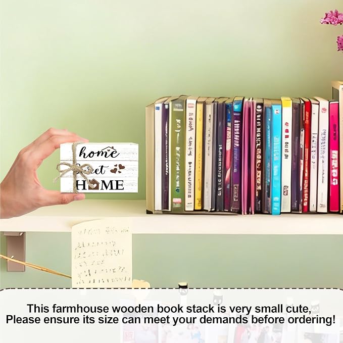 Mini Decorative Books For Home Decor, Small Wood Book Stack For Table Decor - Image 2