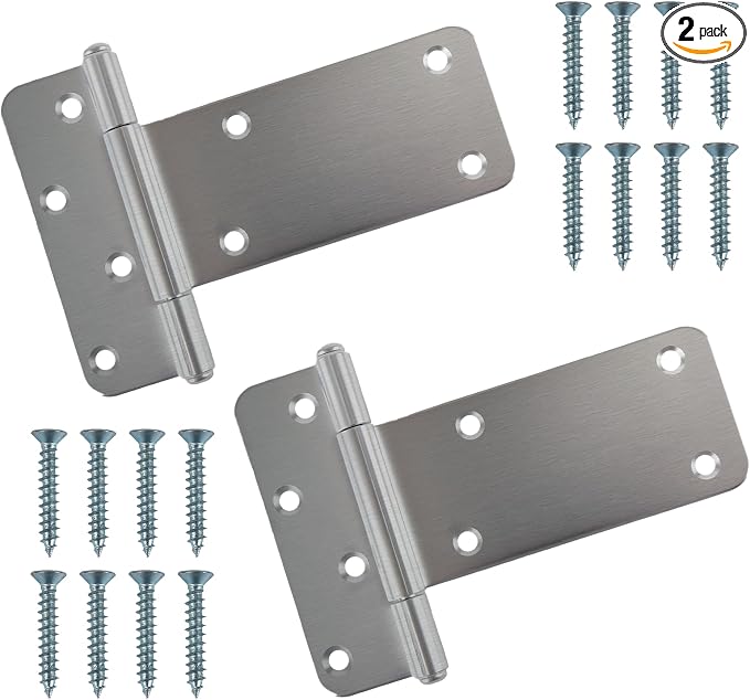 2 Pack 6” Door Hinges, 280 Lbs Capacity Heavy Duty Gate Hinges | T Gate Hinges by Pubotlu