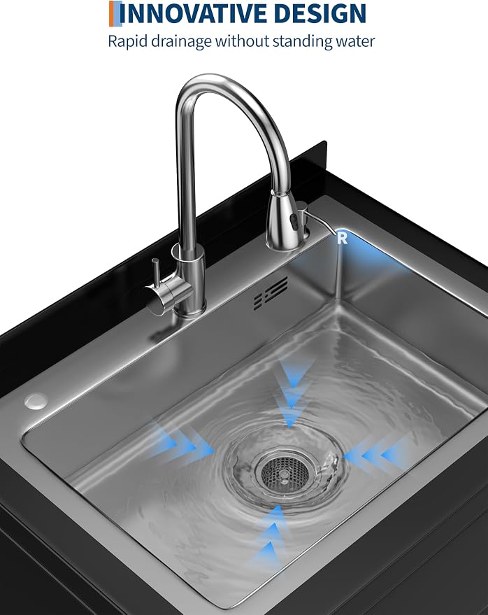 Stainless Steel Utility Sink, 31.1" × 22" × 37.8" Freestanding Laundry Tub - Image 4
