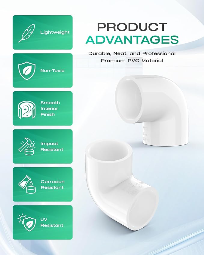 4-Pack 1 Inch PVC Fittings 90 Degree Elbow, Furniture Build Grade SCH40 White - Image 5
