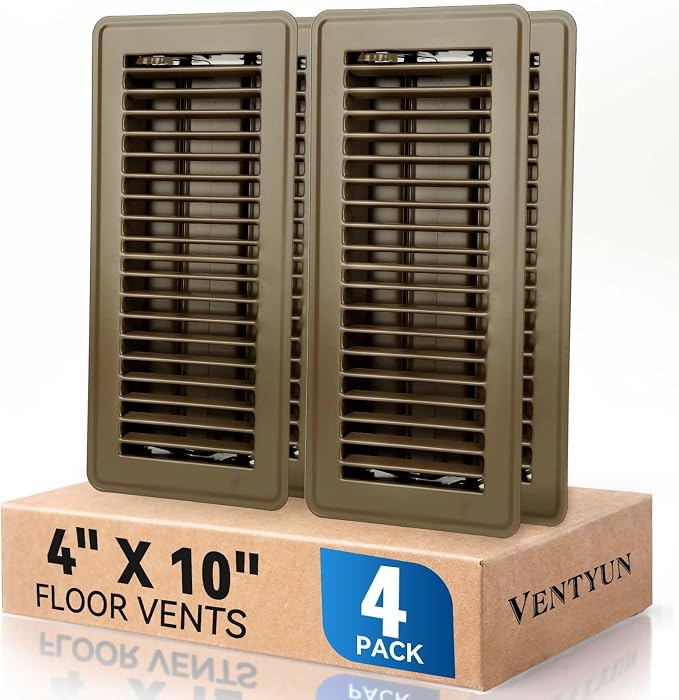 4" x 10" Floor Register Vent Covers 4Pack, Steel Floor Vent by VENTYUN