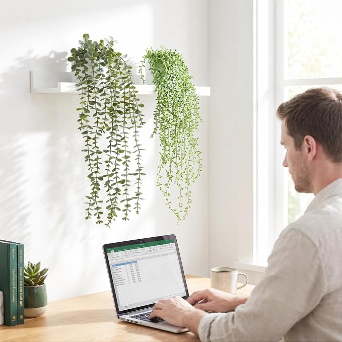 Artificial Hanging Plants, 2 Pack Macrame Plant Hanger - Image 4