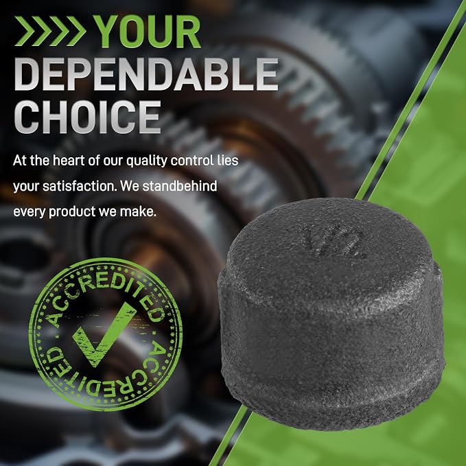 Pack of 10 Malleable Iron Cast Pipe Fitting Cap Caps 1/2" Inch Threaded Pipe - Image 5