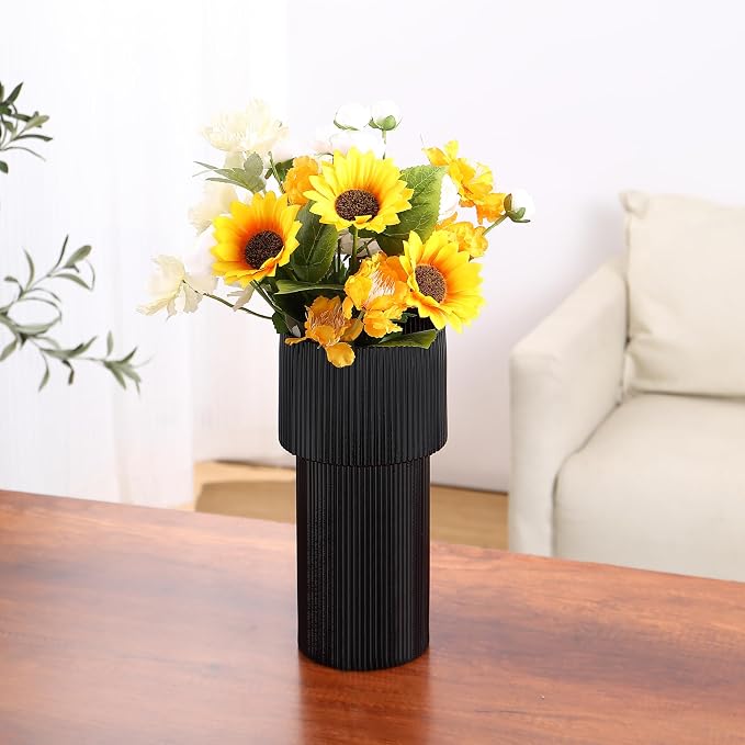 Black Glass Vase, 12 Inches Tall Vase - Image 5