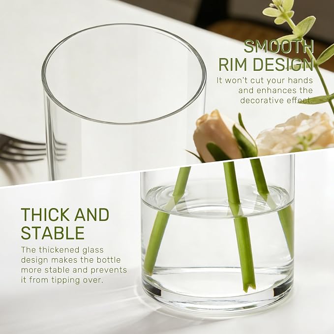 12pcs Glass Cylinder Vases for Centerpieces, 6 Inch Tall Flower Vase for - Image 6