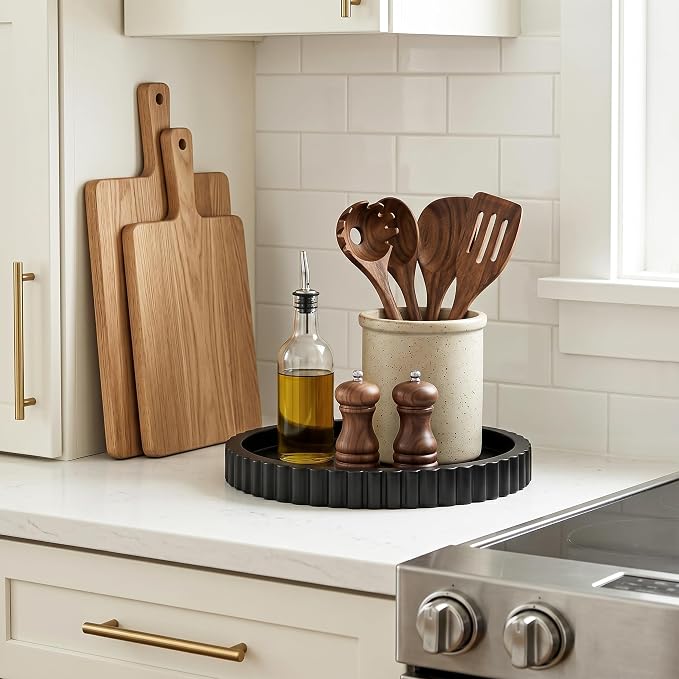 FGU 2 Pack Round Wood Decorative Trays - Image 5